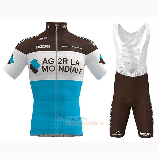 Ag2r La Mondiale Kurzarmtrikot 2019 und Kurze Tragerhose Braun Wei Blau